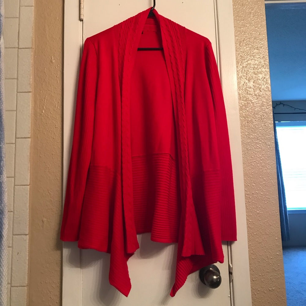 Bright red sweater